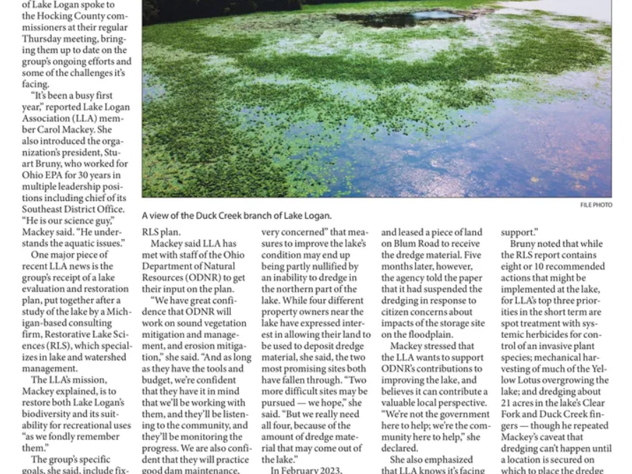 Lake Support Group Reports To Commissioners On Its Progress